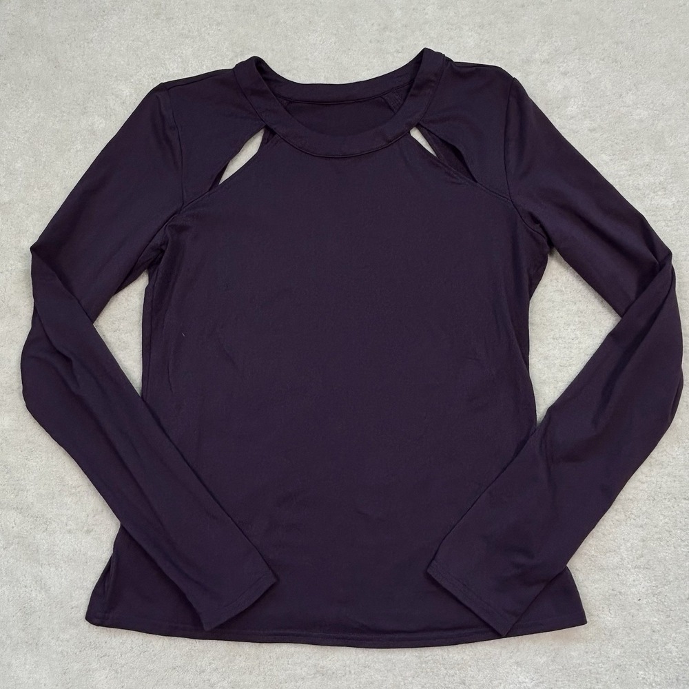 Alo Yoga Mantra Long Sleeve Cutout Athletic Top Women's Small Purple